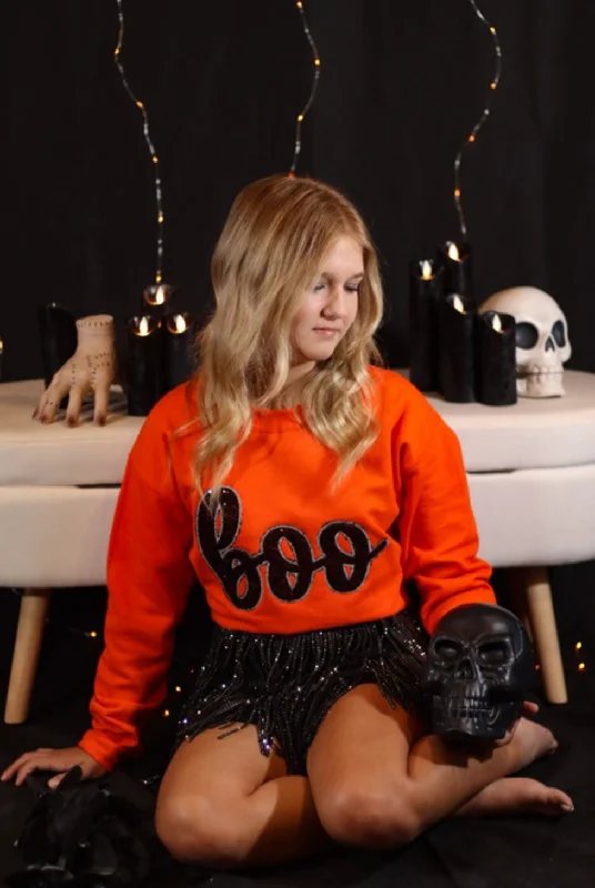 Halloween Spooky Sequin Boo Sweatshirt